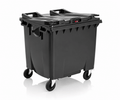 1100 Litre Wheelie Bin Black with Flat Lid