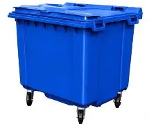 1100 Litre Blue Wheeled Bin with Flat Lid